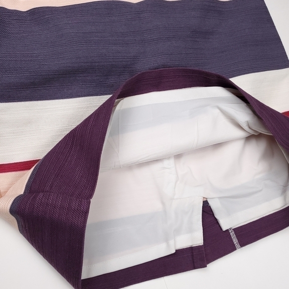 Loft Purple Pink Cream Bold Stripe Skirt Sz 2p - Picture 4 of 8